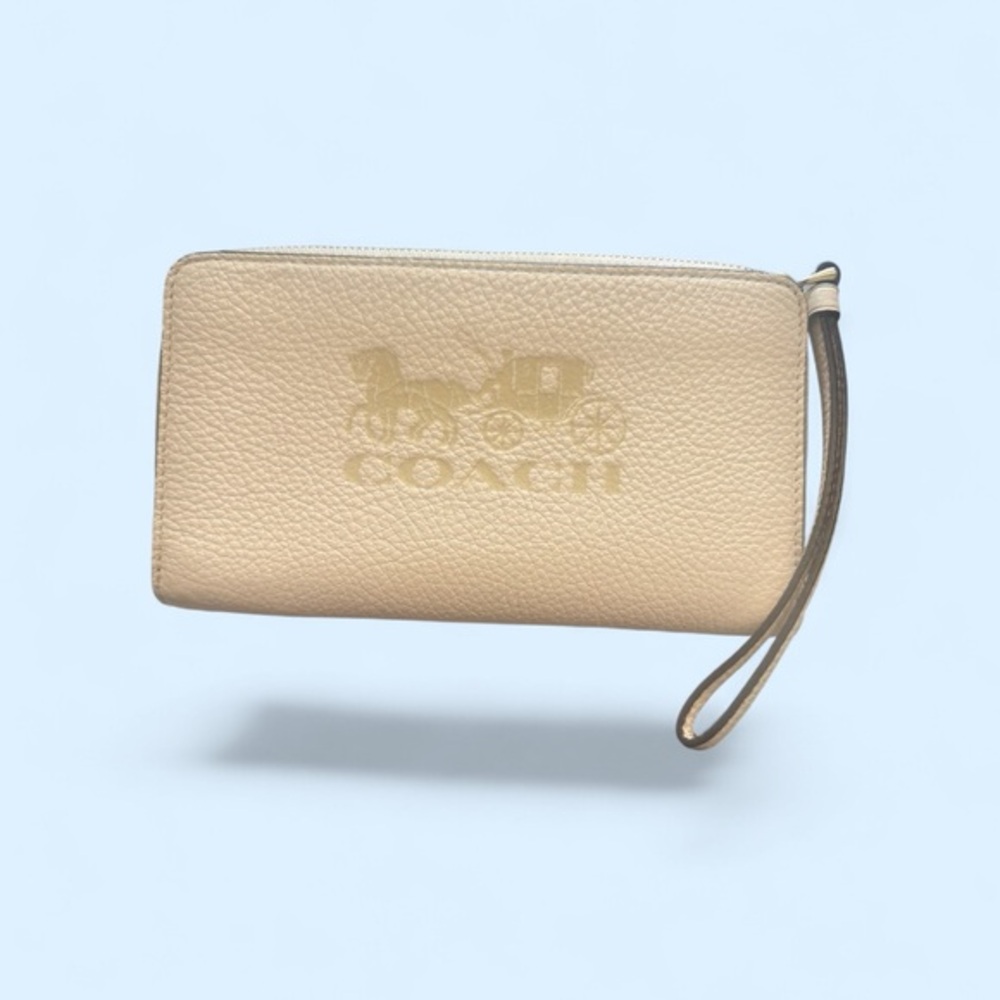 Coach Corner Zip Wristlet Pouch Leather Horse & Carriage